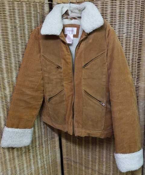 Xhilaration Coat Jacket Beige Corduroy & Leather Moto Detach Collar Size… - Picture 2 of 9